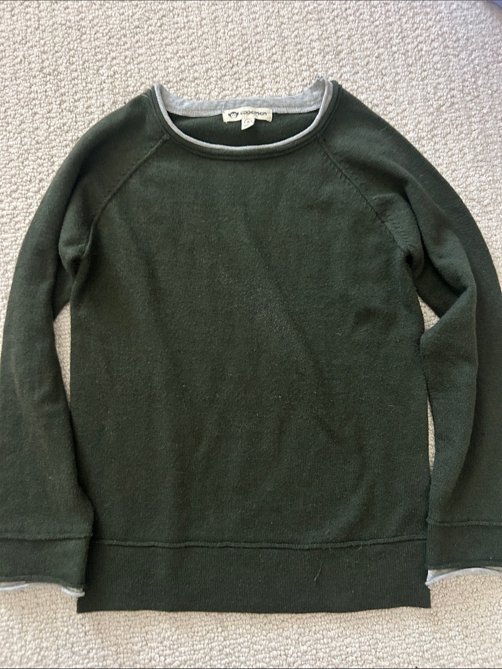 Kids Dark Green Crewneck Sweater - Cozy Everyday Layer- 8
